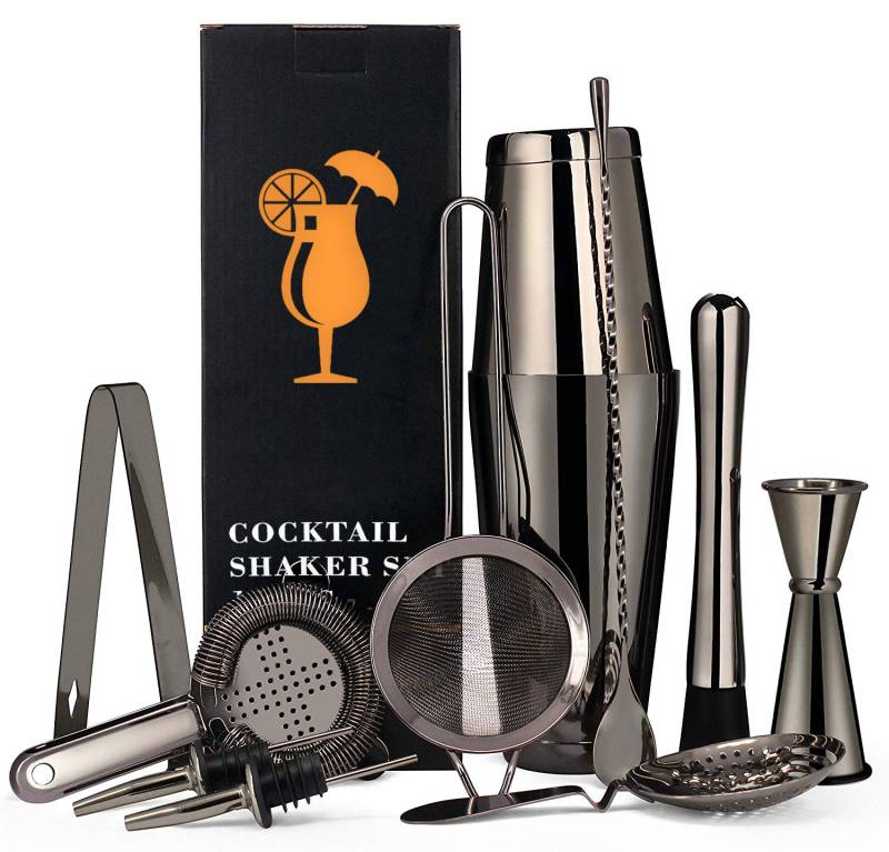 Barsæt Sort Boston Shaker Kit 11 Dele - Nordicbar