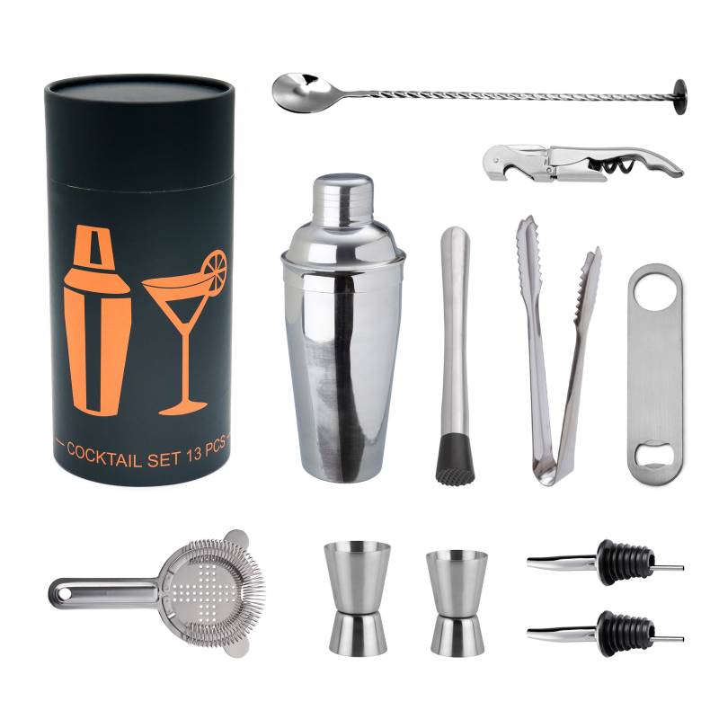 Barsæt Stål Cocktail Shaker 13 Dele - Nordicbar