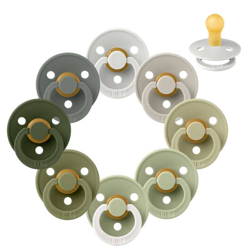 Bibs Rund Colour Sut - Sampak - 8 Stk. - Str. 1 - Soft Moss