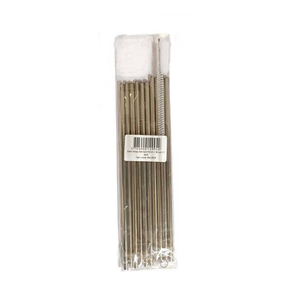 Stålsugerør  10 Stk, 21,5cm Inkl. Rengøringsbørste - Nordicbar