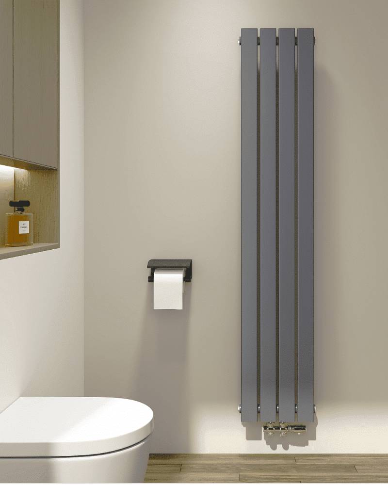 Flat Vertikal Single Radiator Antracit Grå