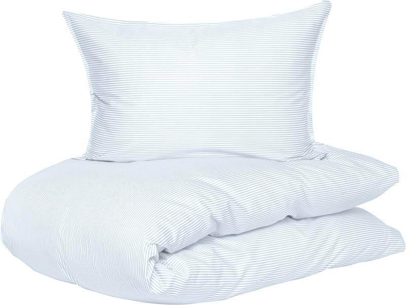 Sengesæt Borås Cotton Cille Bomuldssatin Blå 240x220 Cm Med Dynebetræk Og Pudebetræk