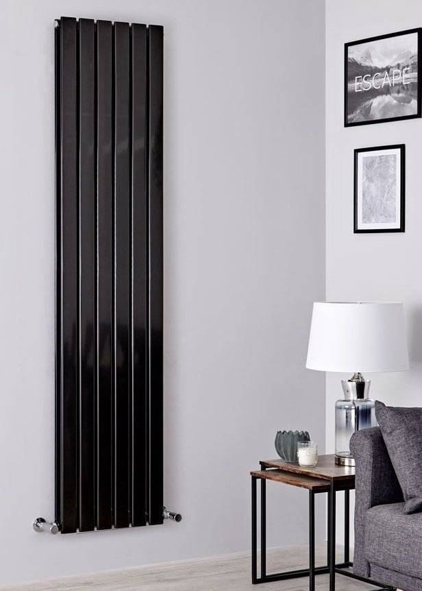 Flat Vertikal Dobbelt Radiator Sort