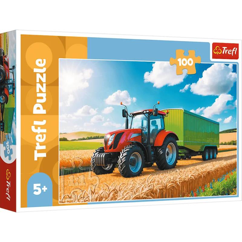 Puslespil Tractor With Trailer 100 Brikker - Trefl