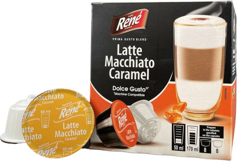 Café René - Latte Macchiato Caramel (16 Stk) - Kapsler Til Dolce Gusto