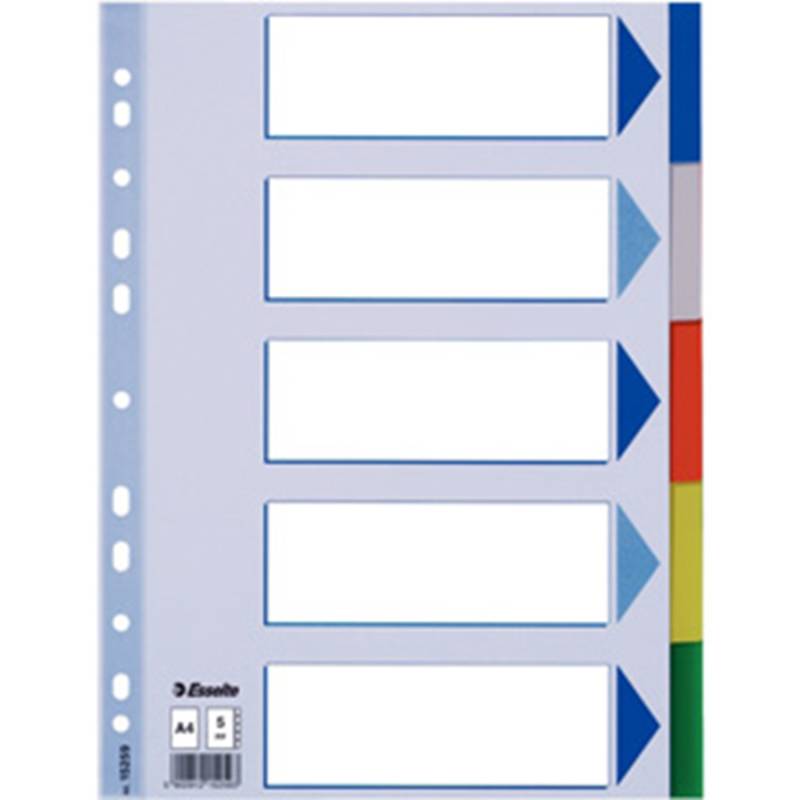 Faneblade Pp A4 5-Delt Farvede Faner - Esselte