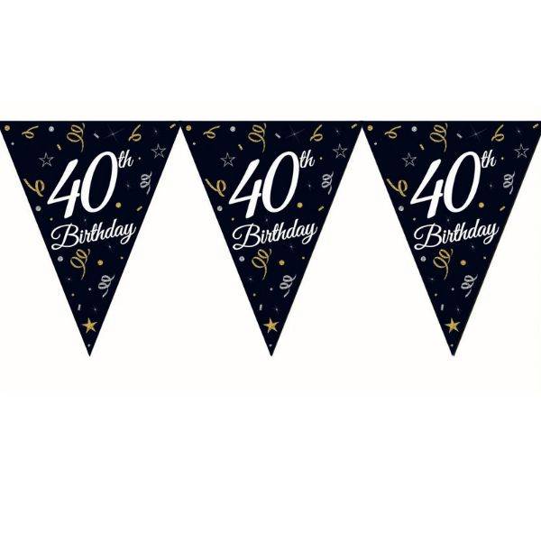Beauty&charm Papirguirlande Med Flag "40" 28 X 270 Cm - Godan
