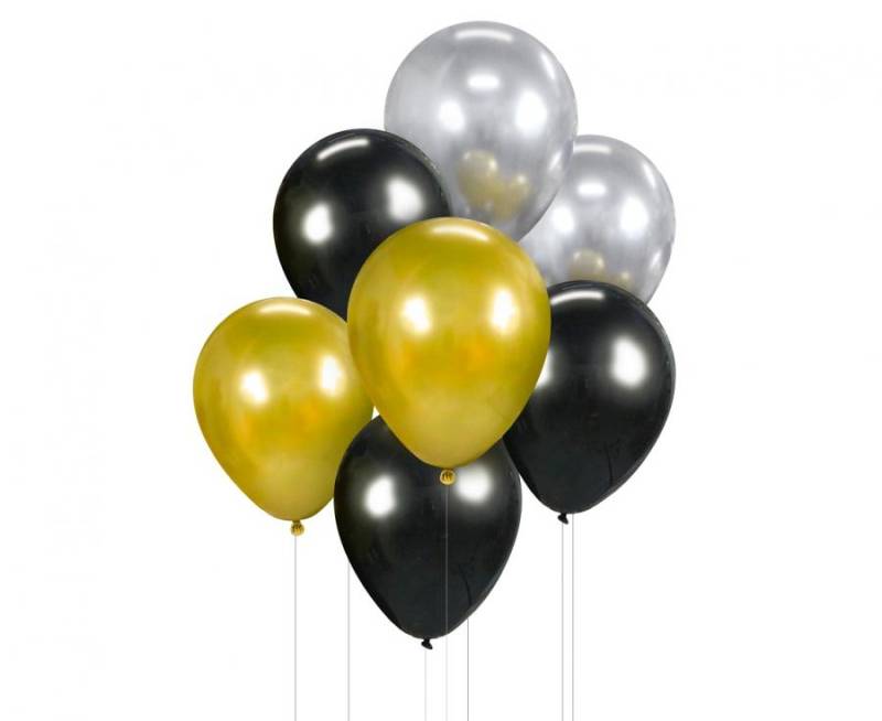 Ballonbuket- Guld Sølv Sort / 7 Stk - Godan