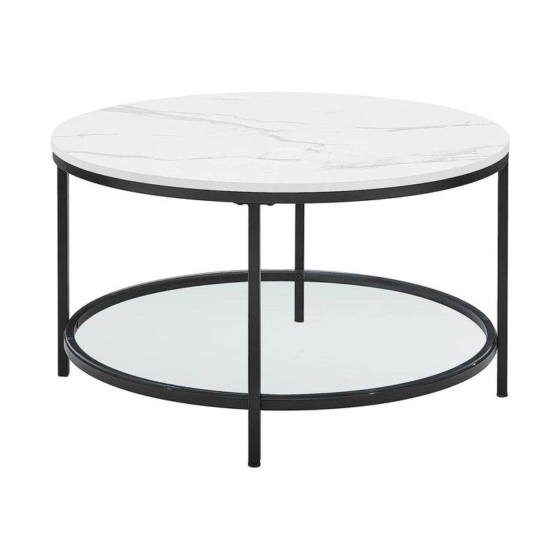 Sofabord I Rundt Design M. Sort Ramme Og Hvid Marmor Look - Relaxedlivingdk