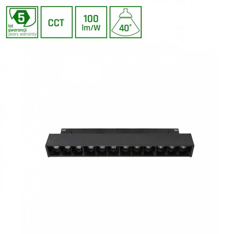 System Shift Smart-Grid S Skinne Lys 204mm 12w 35â° Sort, Cct/Dim - Dæmpbar : Via Smart Home, Kulør : Cct (varm Til Kold Hvid) - Spectrum