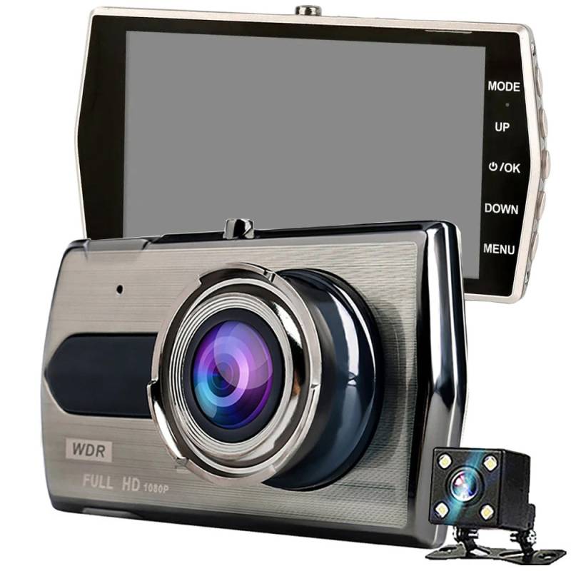 Full Hd Bilkamera Med 4" Lcd-Skærm Og 2 Kamera (foran Og Bakkamera) - We Do Better