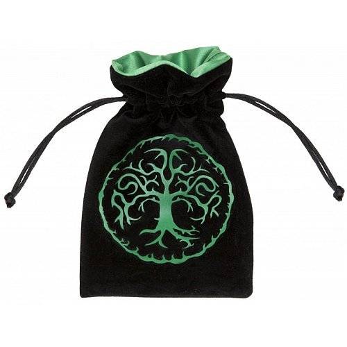 Dice Bag - Forest Black With Green Velour (terningepose) - Qws-Bfor121 - !terninger & Tilbehã¸r