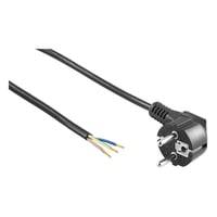 1,5 Meter Sort Strmkabel Med Schuko Stik Og Afisolerede Ledninger, 250v, 16a, Ip20, Til Indendrs Brug - Vrige