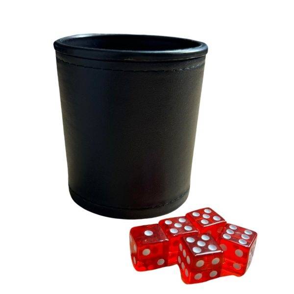 5 Stk. Casino Terninger Med Raflebæger - Mangu