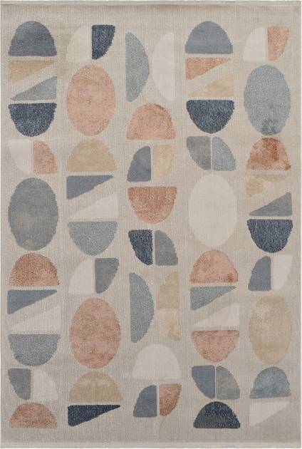 Gulvtæppe Loomery Savannah 160 X 230 Cm Blå/Grøn Polyester 6 Cm Luv Anti-Slip Belægning Maskinvaskbart