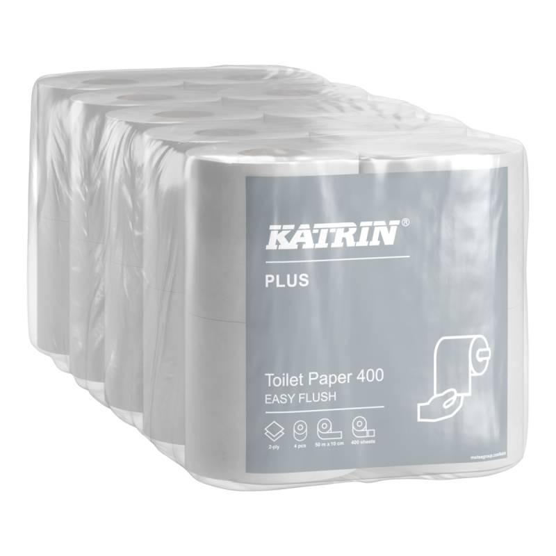 Katrin Plus 400 Easy Flush, 2-Lags Letopløseligt Toiletpapir, 20 Ruller