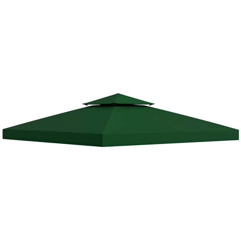Udskiftningstag Til Pavillon 3x3m Vandafvisende Pavillontag Til Metalpavillon Pavillon Udskiftningstag Havepavillon Festtelt Havetelt Polyester Mørkegrøn - Aosom