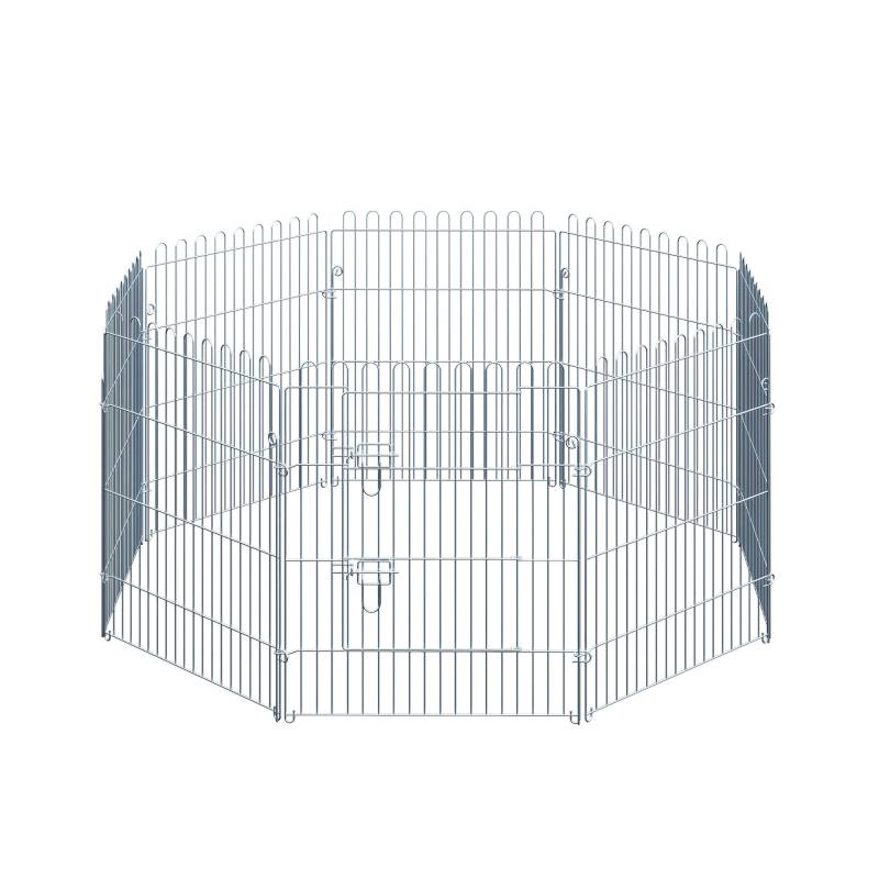 Fritgående Indhegning, Hvalpegård, Hvalpehegn, Kravlegård, Hvalpeport Til Dyr, 8-Delt B63 X H76 Cm - Aosom