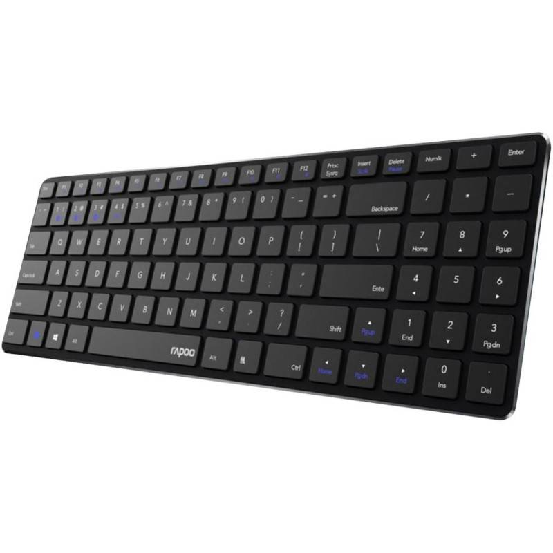 Rapoo E9100m Multi-Mode Trådløs Keyboard Nordisk Layout, Sort Tastatur