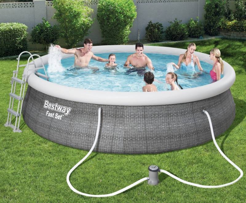 Bestway Fast Set Pool Sæt 457 X 107 Cm M/Pumpe Og Stige