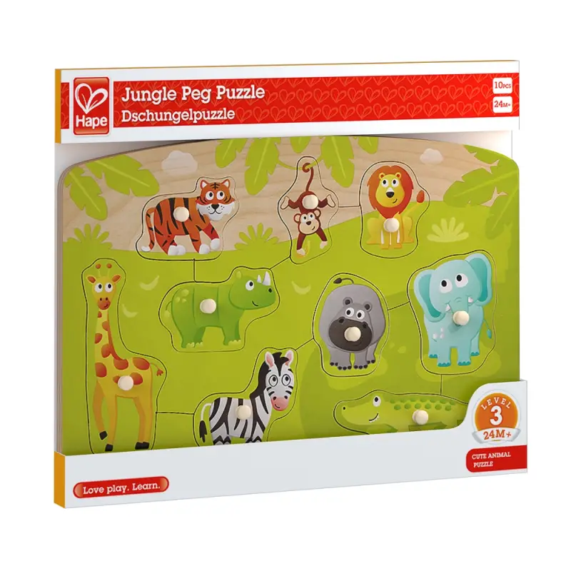 Knoppuslespil Jungledyr - Hape