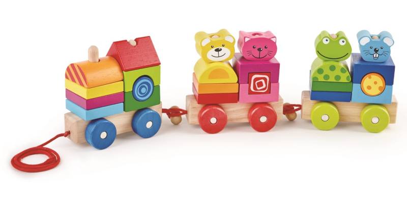 Pintoy Babylegetøj Tog Med 4 Venner (fra 12 M)