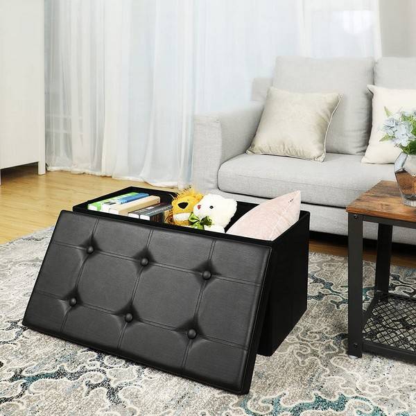 Entrebænk - Skammel Med Kiste 76 X 38 X 38 - Sort Kunstlæder - Entremøbler Og Garderobe > Bænke - Entremøbler - Daily-Living - Song