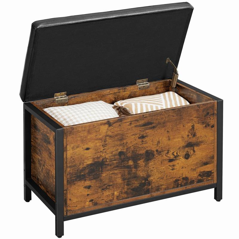 Siddebænk Med Opbevaringskiste - Bænk 80 X 40 X 50 - Brun/Sort - Entremøbler Og Garderobe > Bænke - Entremøbler - Daily-Living - Song