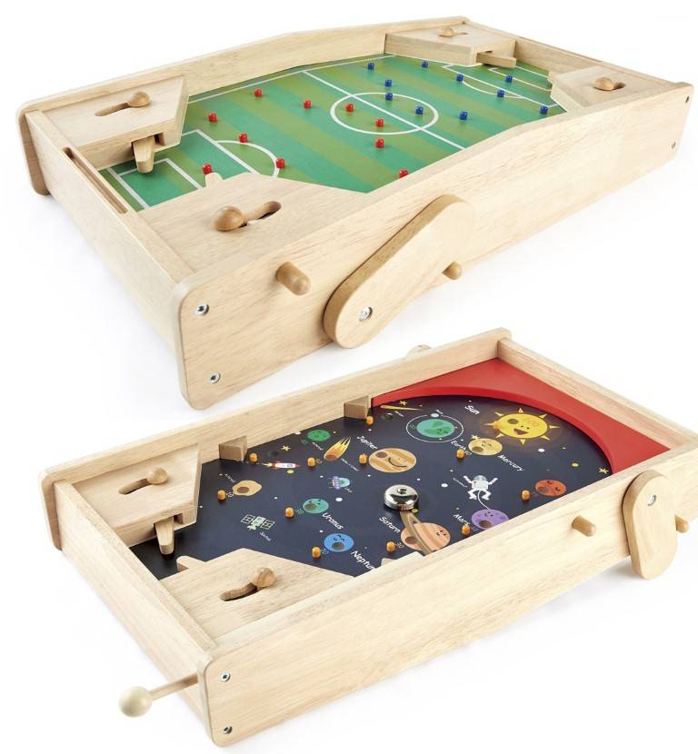 Pintoy 2-I-1 Spil Fodbold Flipper Og Pinball Spil Til Børn I Træ