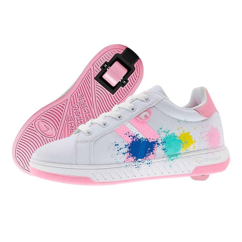 Breezy Rullesko Splatter Hvid/Pink