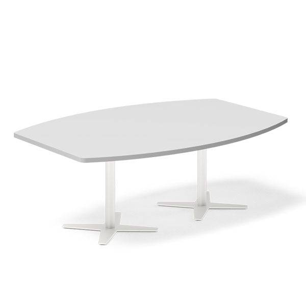Konferencebord Dna, Lysgrå 2000x1200 Mm Bådformet, Hvid Understel - Sono