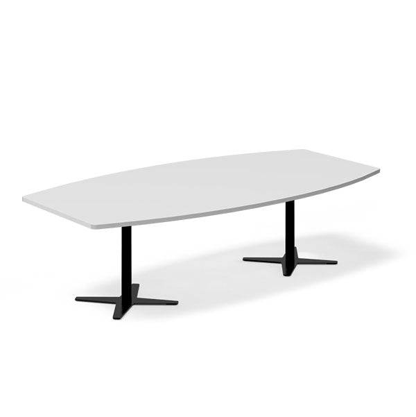 Konferencebord Dna, Lysgrå 2600x1200 Mm Bådformet, Sort Understel - Sono