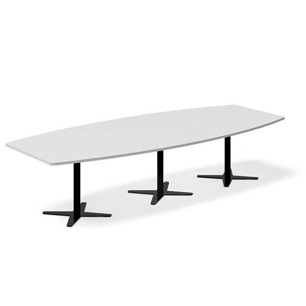 Konferencebord Dna, Lysgrå 3200x1200 Mm Bådformet, Sort Understel - Sono