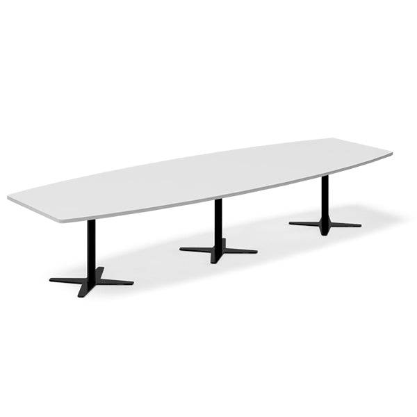 Konferencebord Dna, Lysgrå 3800x1200 Mm Bådformet, Sort Understel - Sono