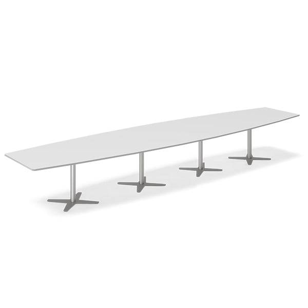 Konferencebord Dna, Lysgrå 5000x1200 Mm Bådformet, Alugrå Understel - Sono