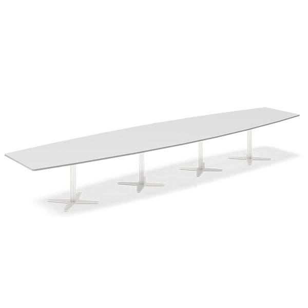 Konferencebord Dna, Lysgrå 5000x1200 Mm Bådformet, Hvid Understel - Sono