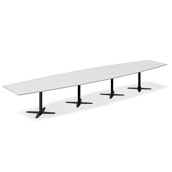Konferencebord Dna, Lysgrå 5000x1200 Mm Bådformet, Sort Understel - Sono