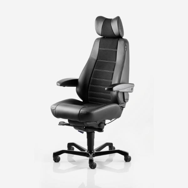 Kontorstol Kab Seating Controller, White-Line Sort Fighter Inkl. Armlæn Og Nakkestøtte - Sono