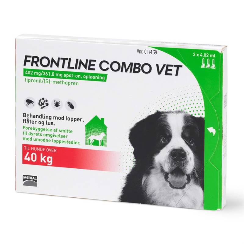 Frontline Combo Loppemiddel Til Hunde 40+ Kg, 3 Stk