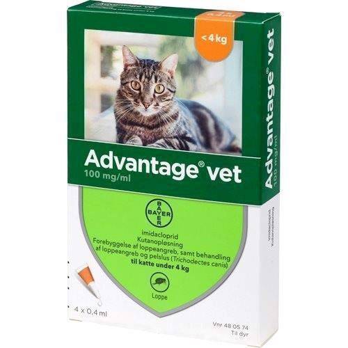 Advantage Loppemiddel Til Katte Under 4 Kg, 4 X 0.4 Ml - Advantage Vet