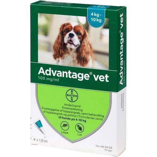 Advantage Vet Loppemiddel Til Hunde 4-10 Kg, 4 X 1 Ml
