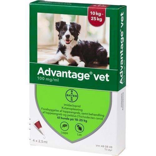 Advantage Vet Loppemiddel Til Hunde 10-25 Kg, 4 X 2.5 Ml
