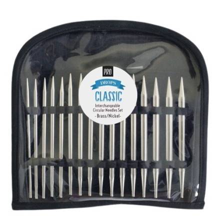 Drops Rundpindesæt Messingâ pro Classicâ sæt Med Udskiftelige Wire 8 Størrelser 3 Længder - Drops - Garnstudio