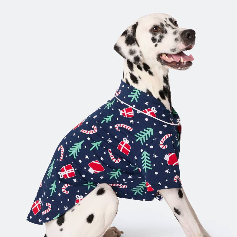 Blå Julemønster Julepyjamas Til Katte - Sillysanta