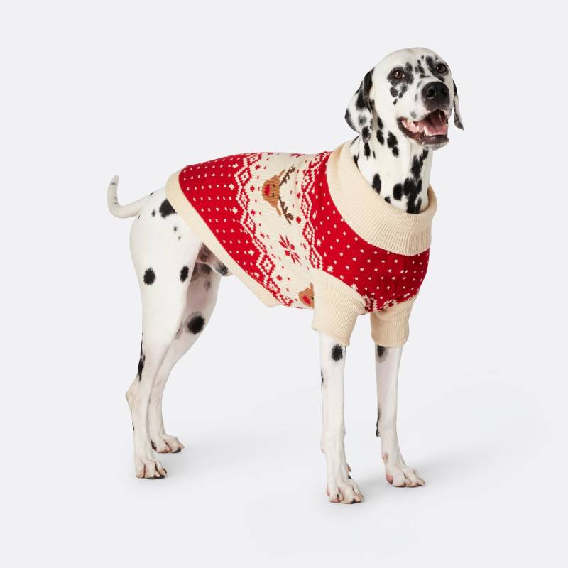 Rød Retro Rensdyr Julesweater Til Katte - Sillysanta