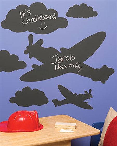 Wallstickers - Flyvemaskiner Skrivetavle Fra Wallies - 123unik