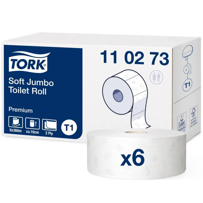 Tork Premium Jumbo Soft T1, Jumboruller 2-Lag, 360 Meter, 6 Ruller