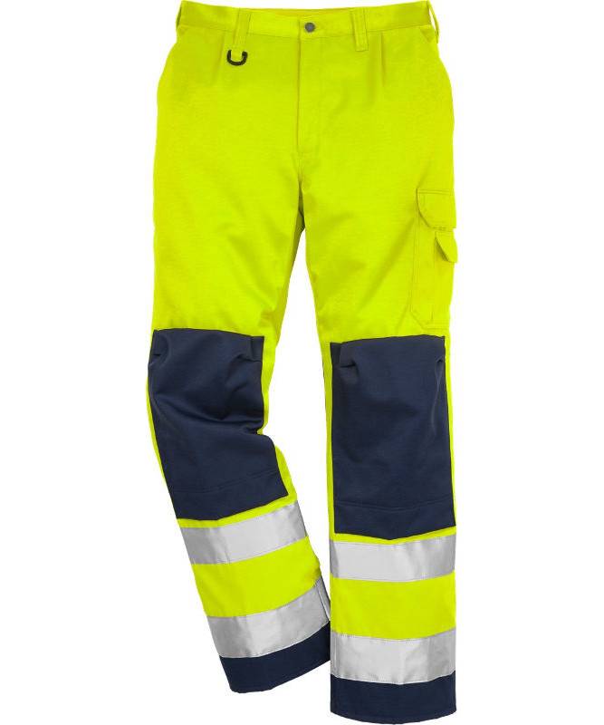 Kansas/Fristads Essential Hi-Vis Bukser Kl. 2 (hi Vis Gul/Marine, 52) - Kansas Arbejdstøj