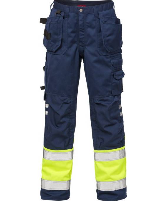 Kansas/Fristads Hi-Vis Craftsmen Bukser - Klasse 1 (hi Vis Gul/Marine, 54) - Kansas Arbejdstøj
