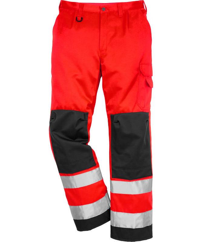 Kansas/Fristads Essential Hi-Vis Bukser Kl. 2 (hi Vis Rød/Sort, 52) - Kansas Arbejdstøj
